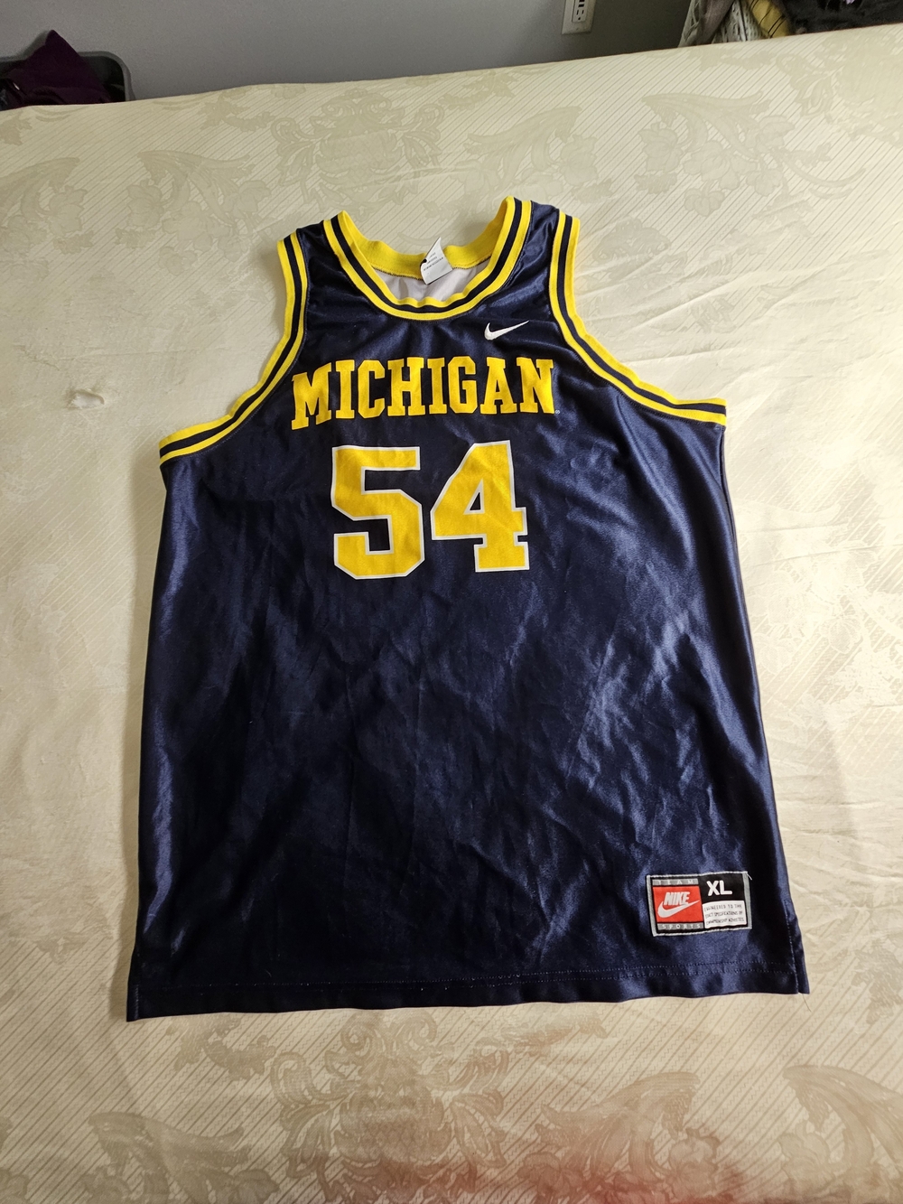 Vintage 90s Nike Michigan Wolverines Basketball Jersey 54 Navy Blue XL USA